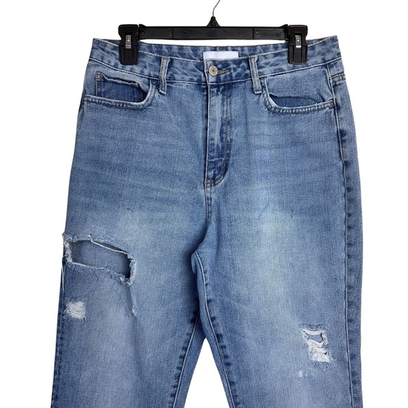Vervet by Flying Monkey Crop Distressed Jeans Size 29 Blue Denim High Waist - Picture 2 of 10